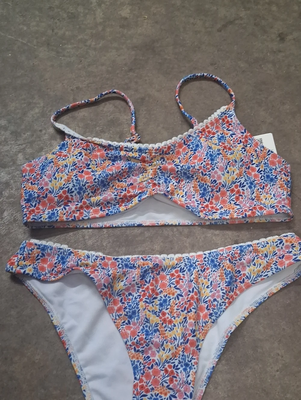 NWT Womens Floral Two-Piece Swim Set - Pink & Blue